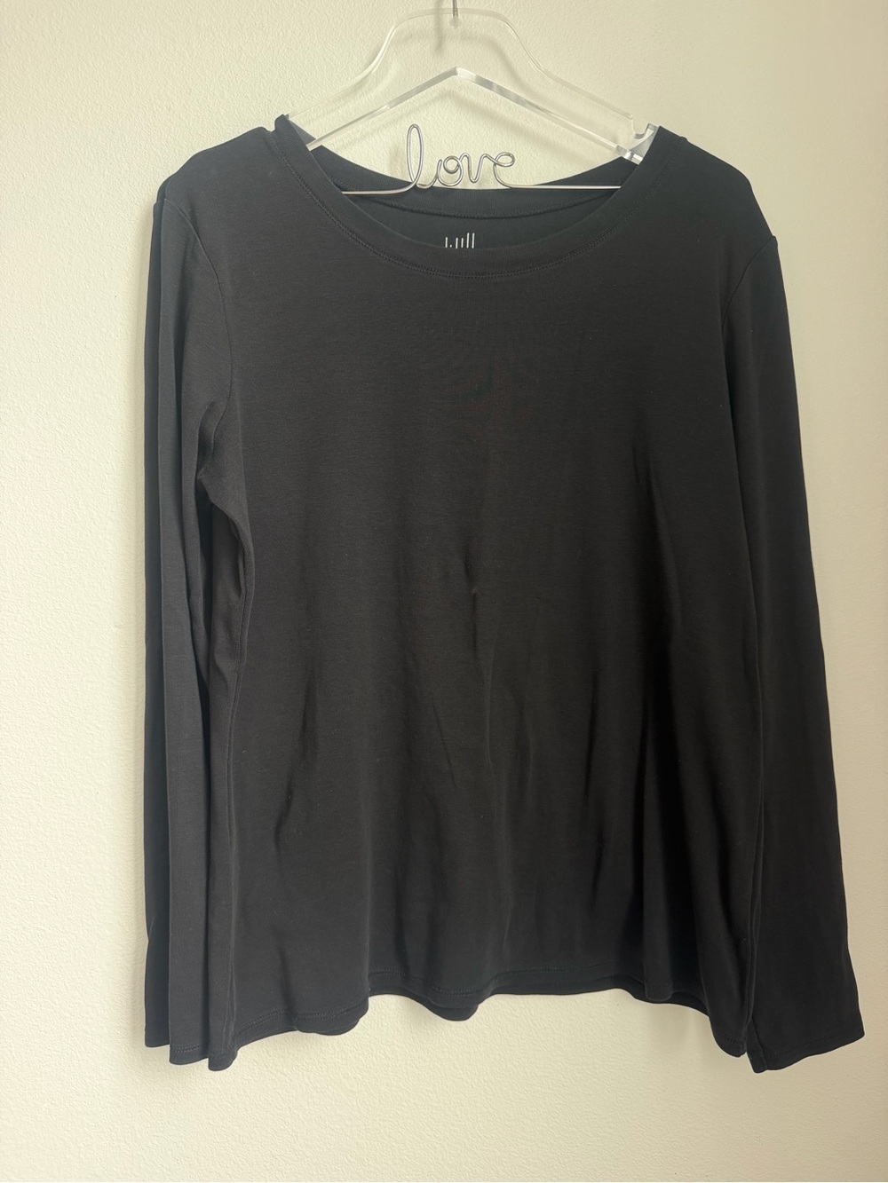 J. Jill Black Long-Sleeve Crewneck Top